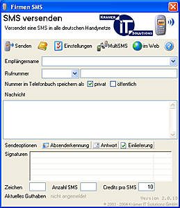 Screenshot vom Programm: Firmen-SMS